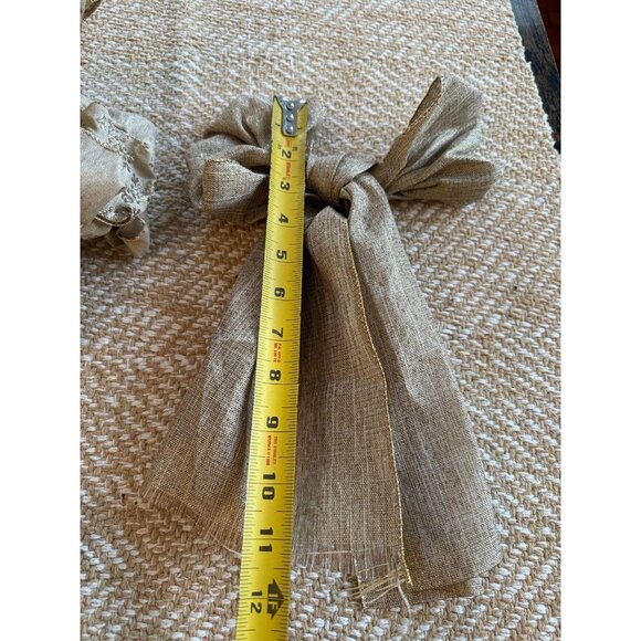 (2) brown burlap snowflake Christmas bows - Picture 9 of 12